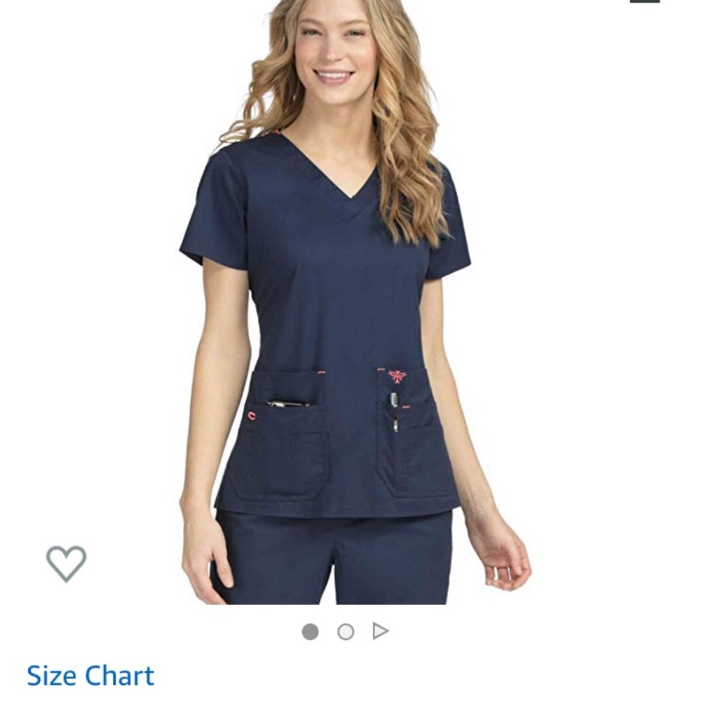 Med Couture Navy and Apricot Scrub set